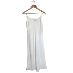 La Ligne V Neck Adjustable Spaghetti Strap Slip Dress Liner Lining White Large